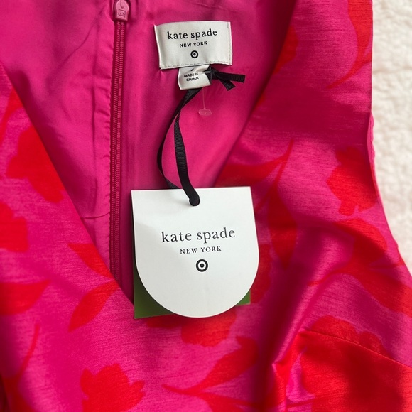 Kate Spade New York Red and Pink Sleeveless V-Neck Midi Dress - Picture 5 of 9